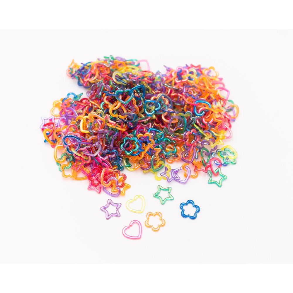 Vintage 90s Plastic Rave Kandi Jewelry Links Lot 1.5 Lbs Hearts Stars Flowers